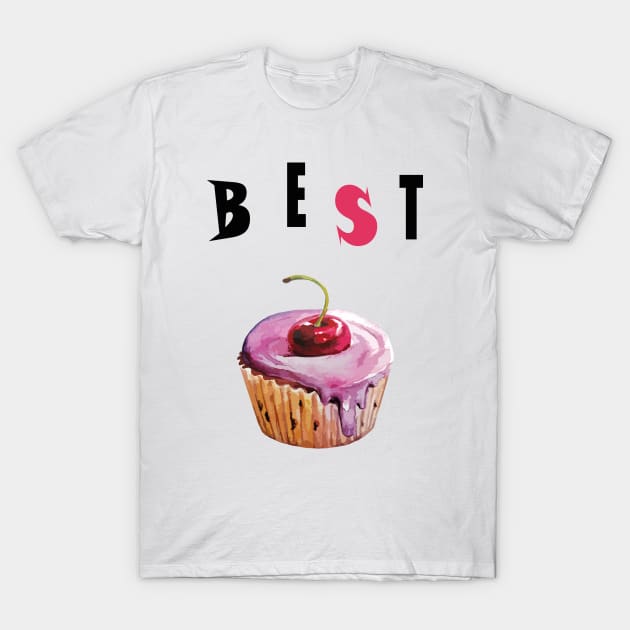 a gift for a sweet tooth, muffin, cake. hand drawn watercolor illustration. Baking and sweets. T-Shirt by SwetlanaArt